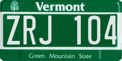 VT license plate ZRJ104