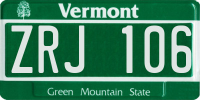 VT license plate ZRJ106