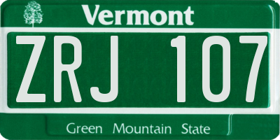 VT license plate ZRJ107