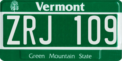 VT license plate ZRJ109