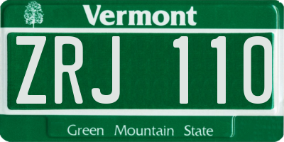 VT license plate ZRJ110