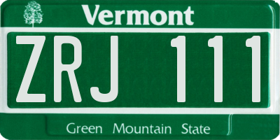VT license plate ZRJ111