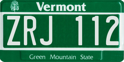 VT license plate ZRJ112