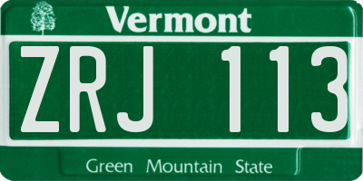 VT license plate ZRJ113