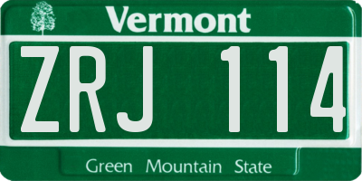 VT license plate ZRJ114