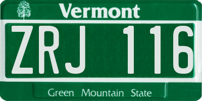VT license plate ZRJ116