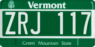 VT license plate ZRJ117