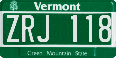VT license plate ZRJ118