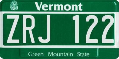 VT license plate ZRJ122