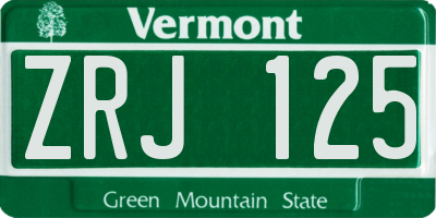 VT license plate ZRJ125
