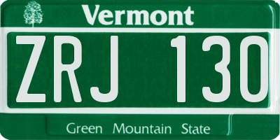 VT license plate ZRJ130