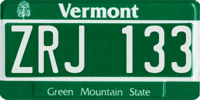 VT license plate ZRJ133