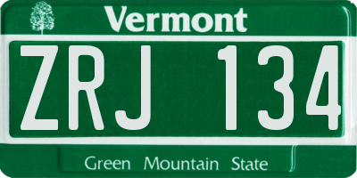 VT license plate ZRJ134