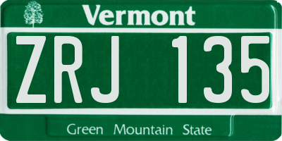 VT license plate ZRJ135