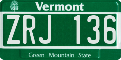 VT license plate ZRJ136