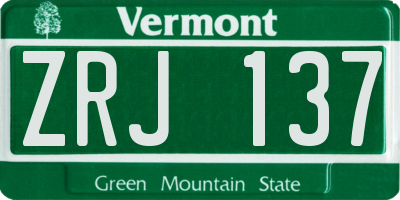 VT license plate ZRJ137