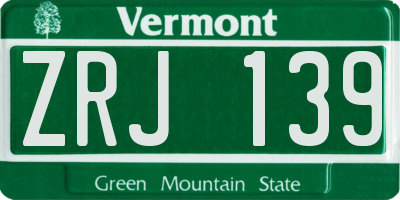 VT license plate ZRJ139