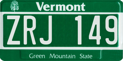 VT license plate ZRJ149