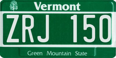 VT license plate ZRJ150