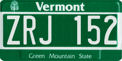 VT license plate ZRJ152
