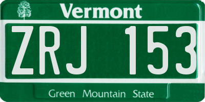 VT license plate ZRJ153