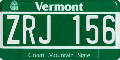 VT license plate ZRJ156