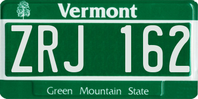 VT license plate ZRJ162