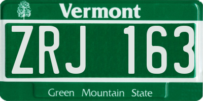 VT license plate ZRJ163