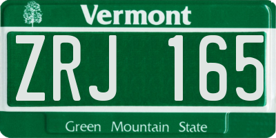VT license plate ZRJ165