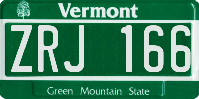 VT license plate ZRJ166