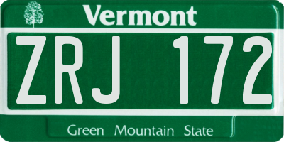 VT license plate ZRJ172