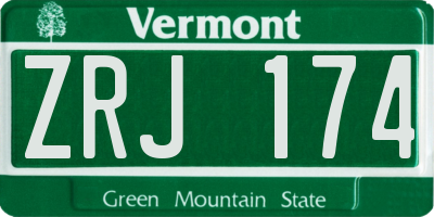 VT license plate ZRJ174