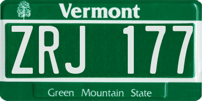 VT license plate ZRJ177
