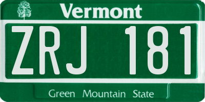 VT license plate ZRJ181