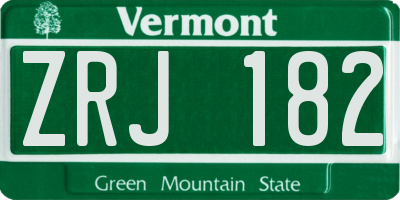 VT license plate ZRJ182