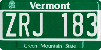 VT license plate ZRJ183