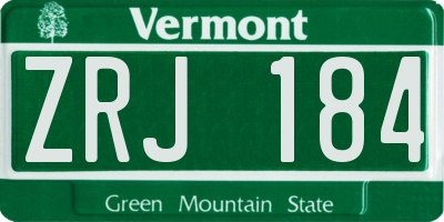 VT license plate ZRJ184