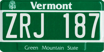 VT license plate ZRJ187