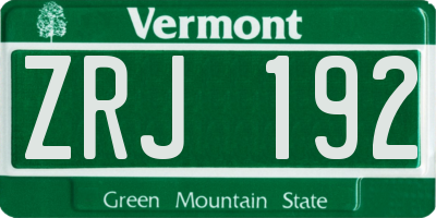 VT license plate ZRJ192