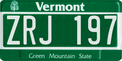 VT license plate ZRJ197