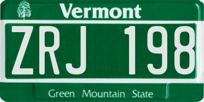 VT license plate ZRJ198