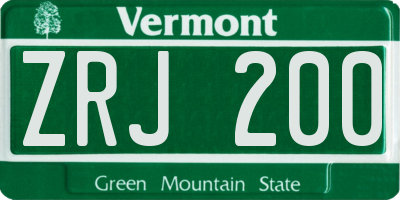 VT license plate ZRJ200