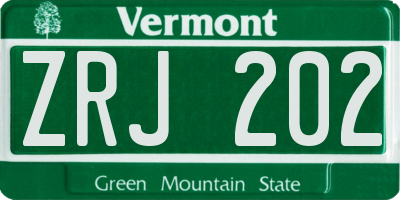 VT license plate ZRJ202