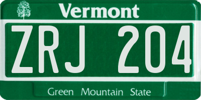 VT license plate ZRJ204