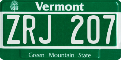 VT license plate ZRJ207