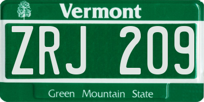 VT license plate ZRJ209