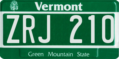 VT license plate ZRJ210