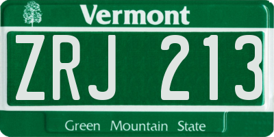 VT license plate ZRJ213