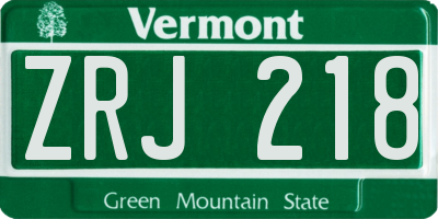 VT license plate ZRJ218
