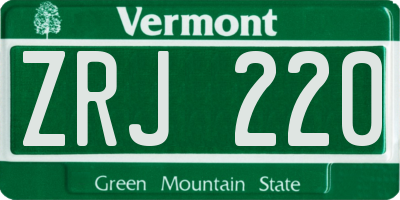 VT license plate ZRJ220